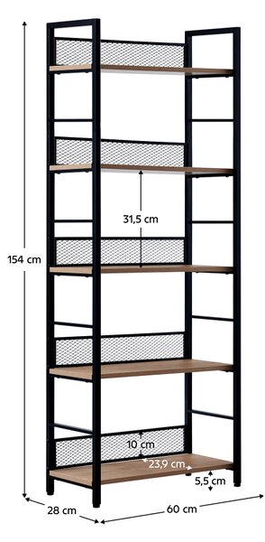 KONDELA Polcállvány, fekete/tölgy, KELER TYP 2