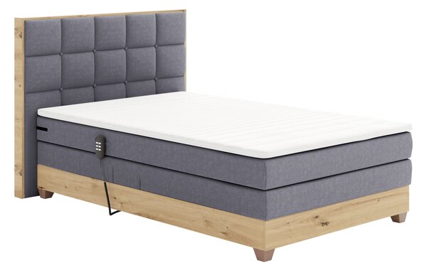 KONDELA Elektromos állítható ágy, boxspring, sötétszürke/artisan tölgy, 120x200, TIANA