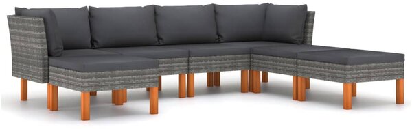 7 részes szürke polyrattan kerti ülőgarnitúra párnákkal