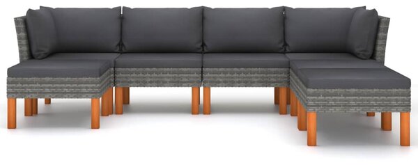 7 részes szürke polyrattan kerti ülőgarnitúra párnákkal