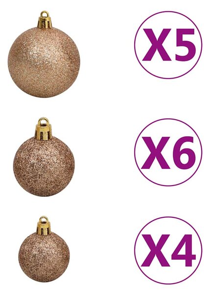 Fehér megvilágított műkarácsonyfa gömb szettel 120 cm