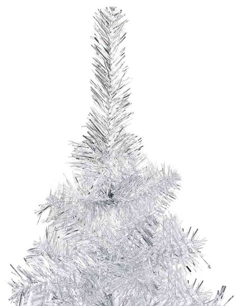 Ezüstszínű PET megvilágított műkarácsonyfa gömb szettel 120 cm