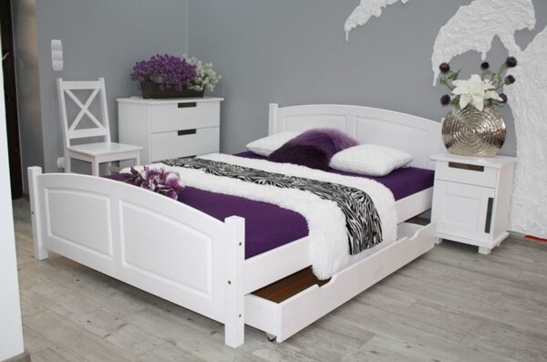 ZYTA tömörfa ágy + ágyrács ajándék, 160x200 cm, fehér