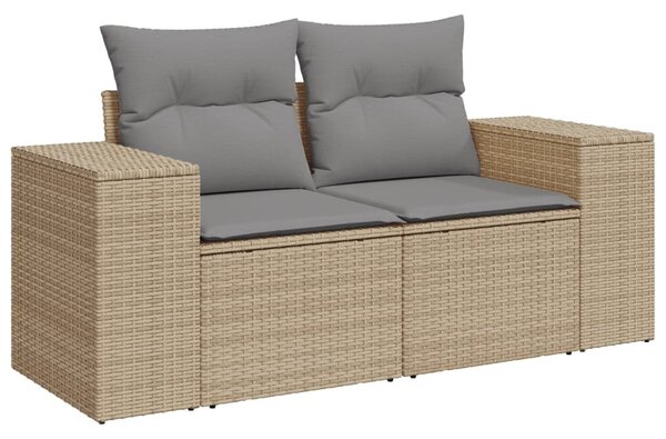 4 részes bézs polyrattan kerti ülőgarnitúra párnákkal