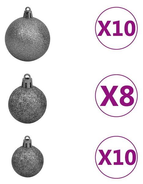 Megvilágított műkarácsonyfa 910 ággal gömb szettel 210 cm