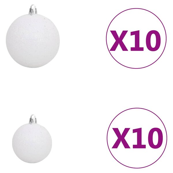Fekete PVC megvilágított műkarácsonyfa gömb szettel 210 cm