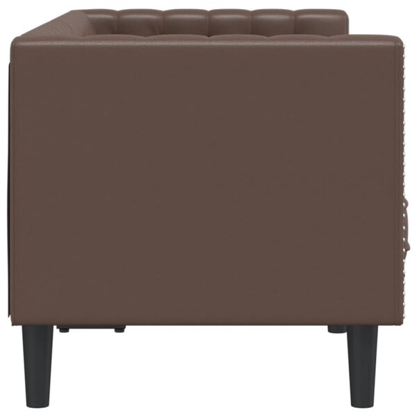 2 személyes barna műbőr Chesterfield kanapé