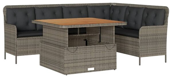 2 részes szürke polyrattan kerti kanapészett párnákkal