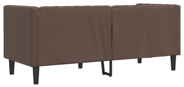 2 személyes barna műbőr Chesterfield kanapé