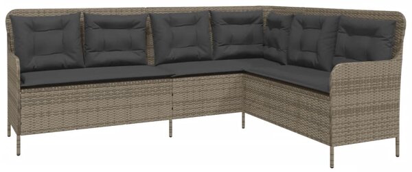 2 részes szürke polyrattan kerti kanapészett párnákkal