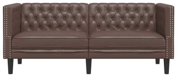 2 személyes barna műbőr Chesterfield kanapé