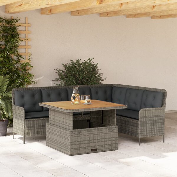 2 részes szürke polyrattan kerti kanapészett párnákkal