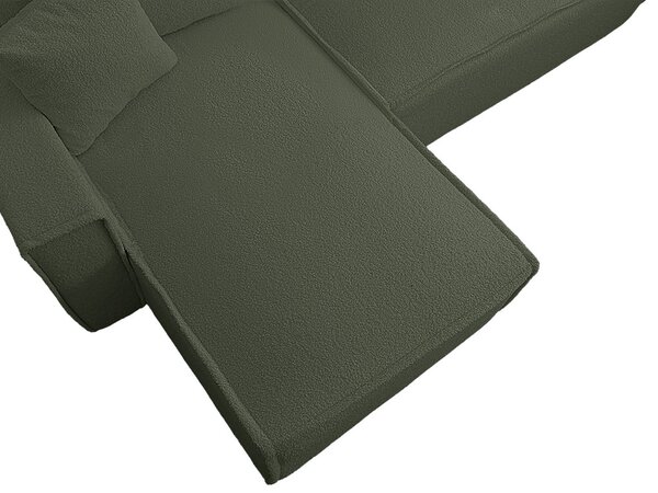 SMART BOUCLE L alakú kihúzható, megfordítható sarokkanapé 232x143 cm, sötétzöld