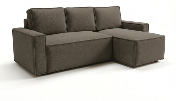 SMART BOUCLE L alakú kihúzható, megfordítható sarokkanapé 232x143 cm, szürkésbarna