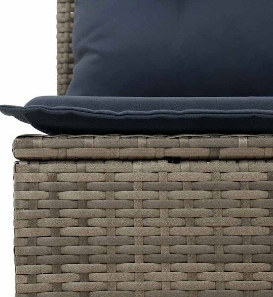 14 db szürke polyrattan kerti kanapégarnitúra párnákkal
