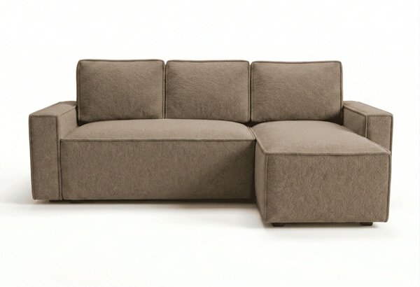 SMART BOUCLE L alakú kihúzható, megfordítható sarokkanapé 232x143 cm, sötétbézs