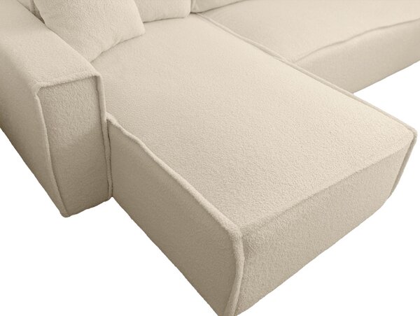 SMART BOUCLE L alakú kihúzható, megfordítható sarokkanapé 232x143 cm, krém
