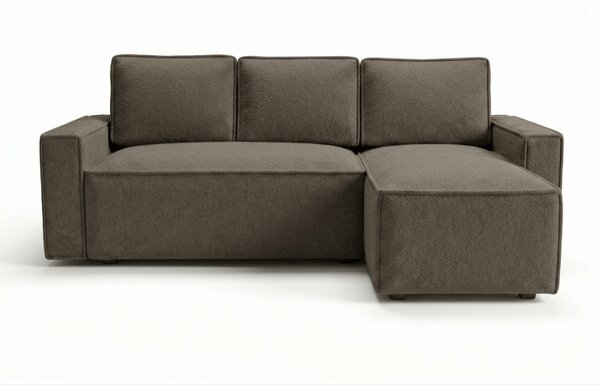 SMART BOUCLE L alakú kihúzható, megfordítható sarokkanapé 232x143 cm, szürkésbarna