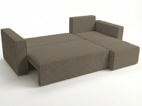 SMART BOUCLE L alakú kihúzható, megfordítható sarokkanapé 232x143 cm, szürkésbarna