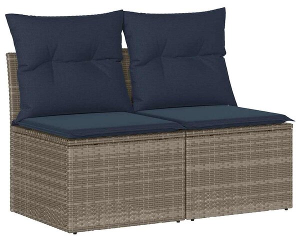 2 részes szürke polyrattan akácfa kerti ülőgarnitúra párnákkal