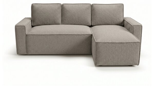 SMART BOUCLE L alakú kihúzható, megfordítható sarokkanapé 232x143 cm, szürkésbézs