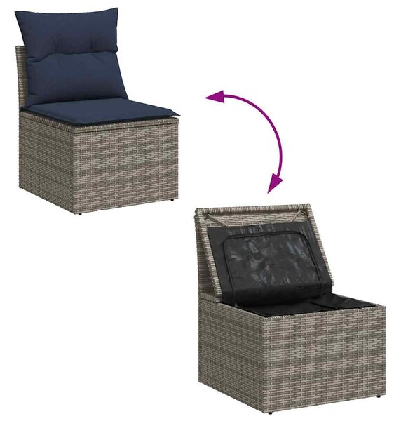 5 részes szürke polyrattan kerti ülőgarnitúra párnával