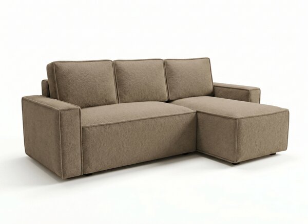 SMART BOUCLE L alakú kihúzható, megfordítható sarokkanapé 232x143 cm, sötétbézs