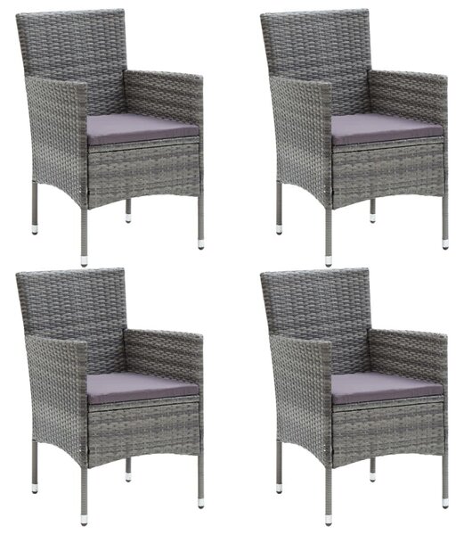 5 részes szürke polyrattan kerti étkezőgarnitúra párnákkal