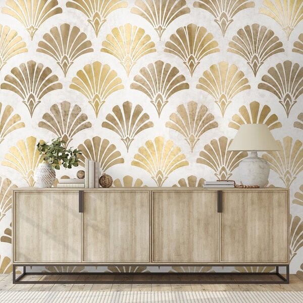 Tapéta arany art deco kagylók