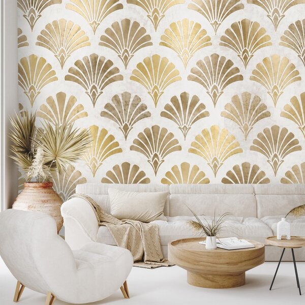 Tapéta arany art deco kagylók