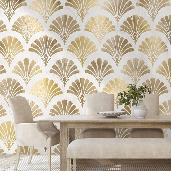 Tapéta arany art deco kagylók