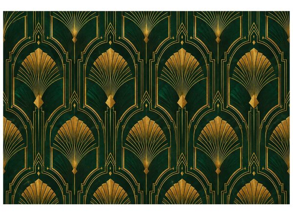Fotótapéta arany art deco legyezők zöld alapon