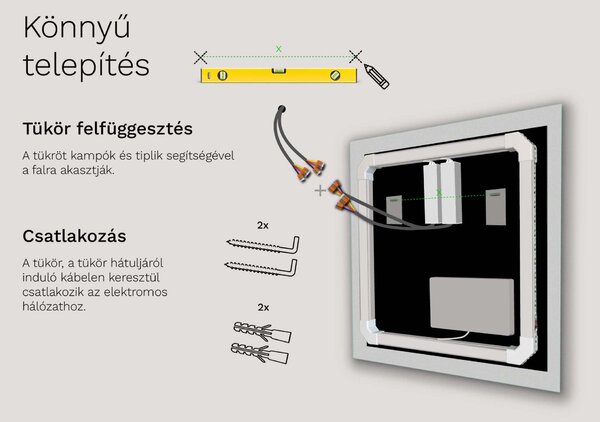 SMART tükör LED világítással M5 + SmartScreen with Google TV