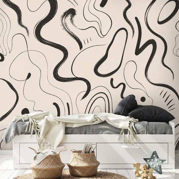 Tapéta minimalista fekete organikus vonalak