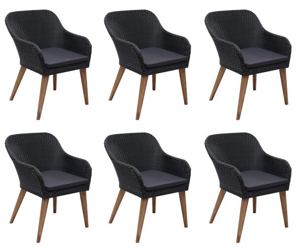 7 részes fekete polyrattan kerti étkezőgarnitúra