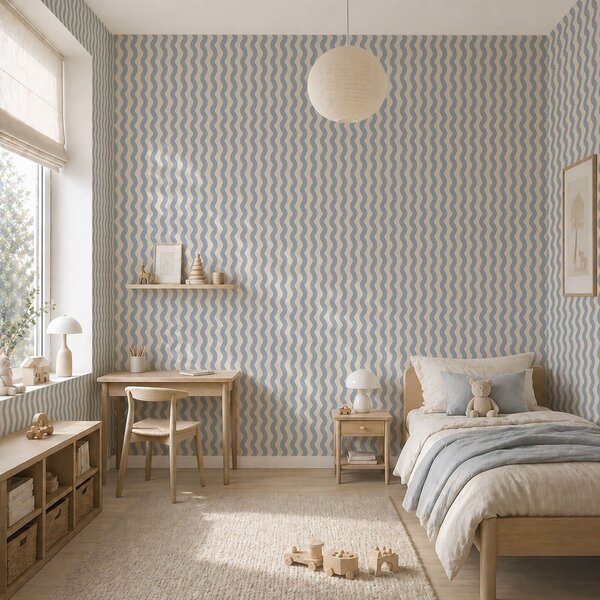 Tapéta Hullámos, világoskék mintázat világos háttér előtt, Tapétá geometria, Tapétá geometria csíkok, a01188 : Uwalls.hu