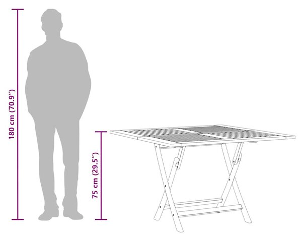 Tömör tíkfa összecsukható kerti asztal Ø 110 x 75 cm