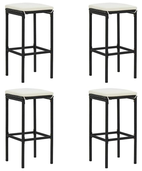 VidaXL 5 darabos fekete polyrattan kerti bárszett párnákkal