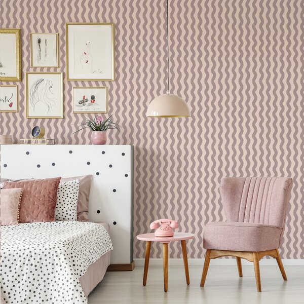 Tapéta Hullámos, porrózsaszín mintázat világos háttér előtt, Tapétá geometria, Tapétá geometria csíkok, a01188v4 : Uwalls.hu