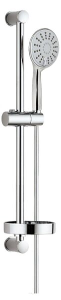 Mereo, Zuhanykészlet, háromállású zuhany, szürke-ezüst tömlő, rozsdamentes acél / műanyag / króm, szappantartó, MER-CB900WM