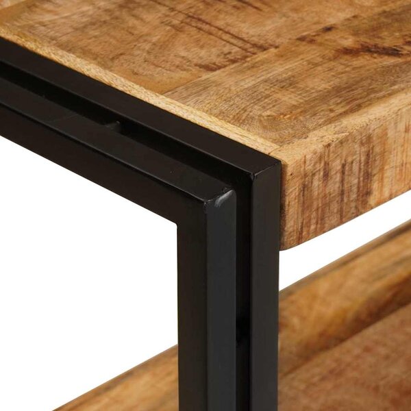 Konzolasztal polcokkal Barna 160 x 33 x 75 cm Tömör Mangófát