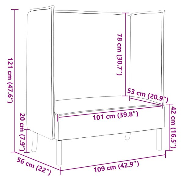 Magas háttámlás szófák 101cm Világosszürke szövet
