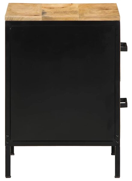Éjjeliszekrény Barna és fekete 40 x 35 x 50 cm Tömör Mangófát