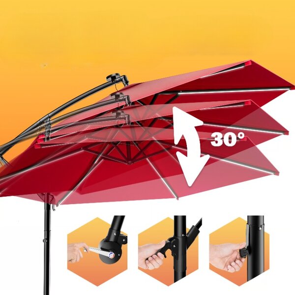 Deuba LED napernyő Mali Ø 330 cm - piros