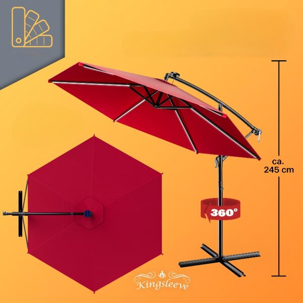 Deuba LED napernyő Mali Ø 330 cm - piros