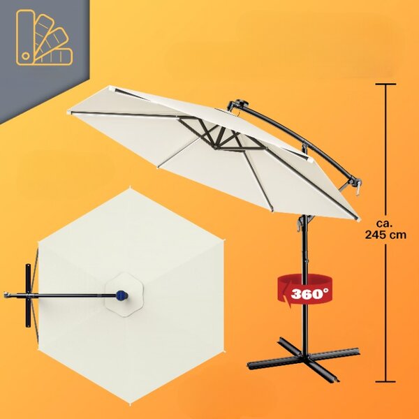 Deuba LED napernyő Mali Ø330 cm - krém