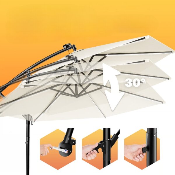 Deuba LED napernyő Mali Ø330 cm - krém