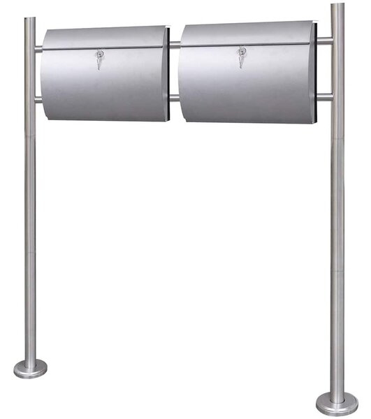 Rozsdamentes acél dupla postaláda állványon