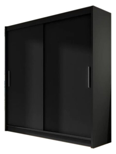 Tolóajtós Ruhás szekrény CARLA I, 180x215x57, fekete mat