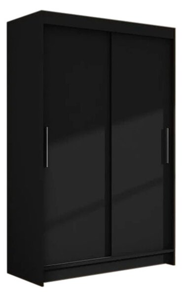 Tolóajtós Ruhás szekrény FLORIA I, 120x200x58, fekete mat